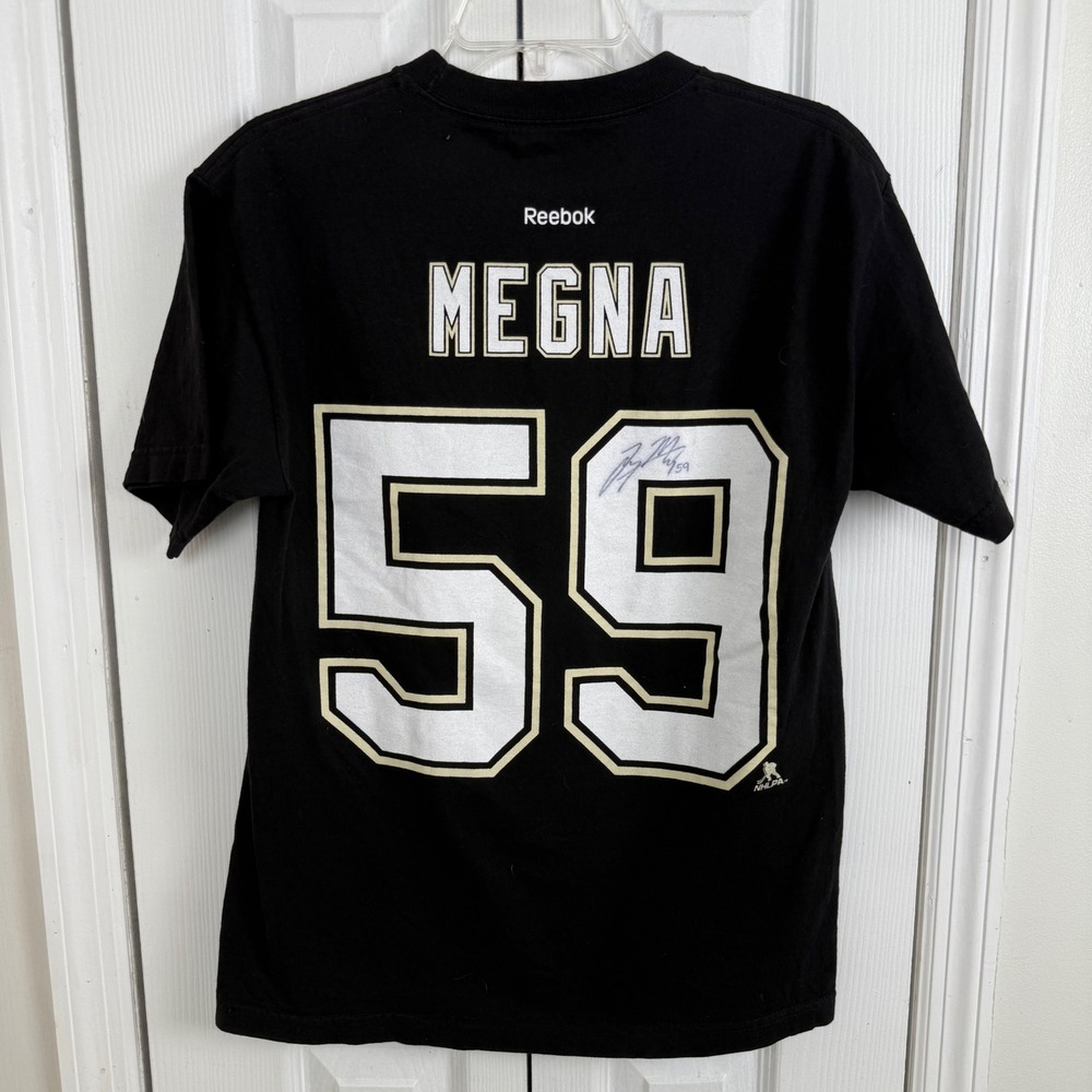 Reebok Pittsburgh Penguins Jayson Megna 59 Signed Autograph T-Shirt Mens Medium